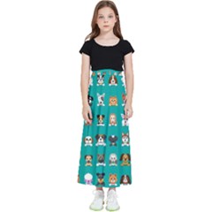 Different Type Vector Cartoon Dog Faces Kids  Flared Maxi Skirt by Bedest