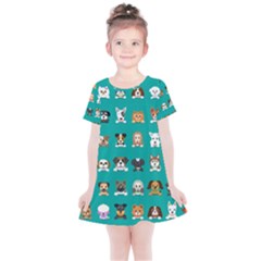 Different Type Vector Cartoon Dog Faces Kids  Simple Cotton Dress by Bedest