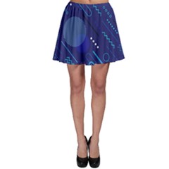 Classic Blue Background Abstract Style Skater Skirt by Bedest