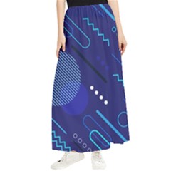 Classic Blue Background Abstract Style Maxi Chiffon Skirt by Bedest