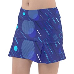 Classic Blue Background Abstract Style Classic Tennis Skirt by Bedest