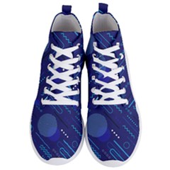 Classic Blue Background Abstract Style Men s Lightweight High Top Sneakers by Bedest