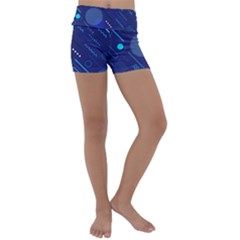 Classic Blue Background Abstract Style Kids  Lightweight Velour Yoga Shorts by Bedest