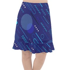 Classic Blue Background Abstract Style Fishtail Chiffon Skirt