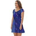 Classic Blue Background Abstract Style Short Sleeve Tiered Mini Dress View2