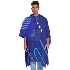 Classic Blue Background Abstract Style Men s Hooded Rain Ponchos