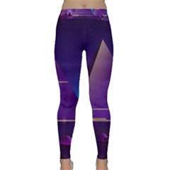 Egyptian Pyramids Night Landscape Cartoon Classic Yoga Leggings by Bedest