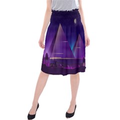 Egyptian Pyramids Night Landscape Cartoon Midi Beach Skirt by Bedest