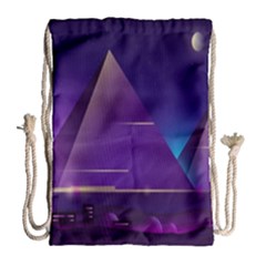 Egyptian Pyramids Night Landscape Cartoon Drawstring Bag (large) by Bedest