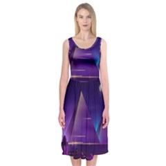 Egyptian Pyramids Night Landscape Cartoon Midi Sleeveless Dress by Bedest