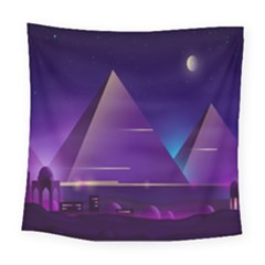 Egyptian Pyramids Night Landscape Cartoon Square Tapestry (large) by Bedest