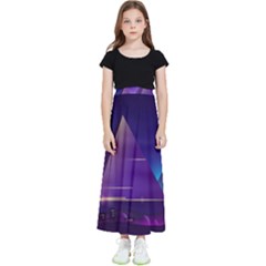 Egyptian Pyramids Night Landscape Cartoon Kids  Flared Maxi Skirt by Bedest