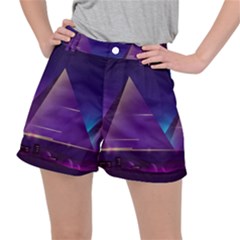 Egyptian Pyramids Night Landscape Cartoon Women s Ripstop Shorts by Bedest