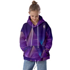 Egyptian Pyramids Night Landscape Cartoon Kids  Oversized Hoodie by Bedest