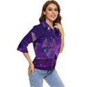 Egyptian Pyramids Night Landscape Cartoon Women s Quarter Sleeve Pocket Shirt View2