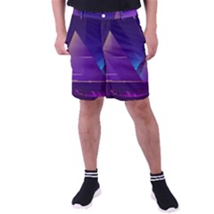 Egyptian Pyramids Night Landscape Cartoon Men s Pocket Shorts by Bedest