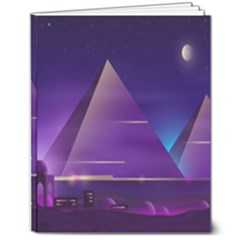 Egyptian Pyramids Night Landscape Cartoon 8  X 10  Softcover Notebook by Bedest