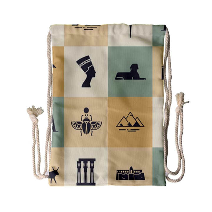 Egyptian Flat Style Icons Drawstring Bag (Small)