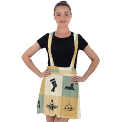 Egyptian Flat Style Icons Velvet Suspender Skater Skirt