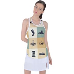 Egyptian Flat Style Icons Racer Back Mesh Tank Top by Bedest