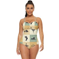 Egyptian Flat Style Icons Retro Full Coverage Swimsuit by Bedest