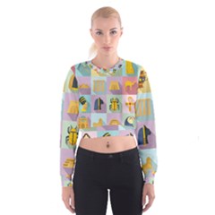 Egypt Icons Set Flat Style Cropped Sweatshirt by Bedest