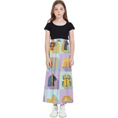 Egypt Icons Set Flat Style Kids  Flared Maxi Skirt by Bedest