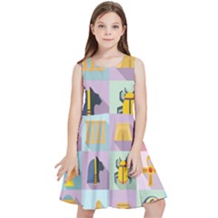 Egypt Icons Set Flat Style Kids  Skater Dress by Bedest