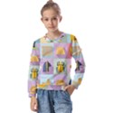 Egypt Icons Set Flat Style Kids  Long Sleeve T-Shirt with Frill  View1