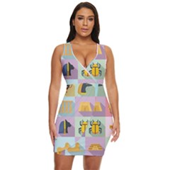 Egypt Icons Set Flat Style Draped Bodycon Dress by Bedest