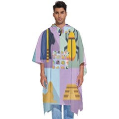 Egypt Icons Set Flat Style Men s Hooded Rain Ponchos by Bedest