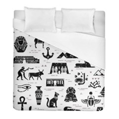 Dark Seamless Pattern Symbols Landmarks Signs Egypt Duvet Cover (full/ Double Size) by Bedest