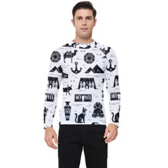 Dark Seamless Pattern Symbols Landmarks Signs Egypt Men s Long Sleeve Rash Guard by Bedest