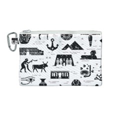 Dark Seamless Pattern Symbols Landmarks Signs Egypt Canvas Cosmetic Bag (medium) by Bedest