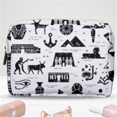 Dark Seamless Pattern Symbols Landmarks Signs Egypt Make Up Pouch (medium) by Bedest