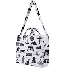 Dark Seamless Pattern Symbols Landmarks Signs Egypt Square Shoulder Tote Bag by Bedest