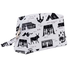 Dark Seamless Pattern Symbols Landmarks Signs Egypt Wristlet Pouch Bag (large) by Bedest