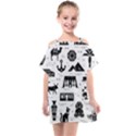 Dark Seamless Pattern Symbols Landmarks Signs Egypt Kids  One Piece Chiffon Dress View1