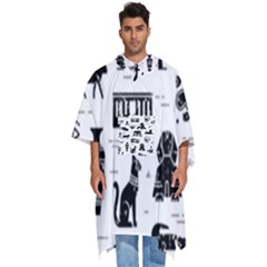 Dark Seamless Pattern Symbols Landmarks Signs Egypt Men s Hooded Rain Ponchos by Bedest