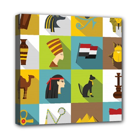 Egypt Travel Items Icons Set Flat Style Mini Canvas 8  X 8  (stretched) by Bedest