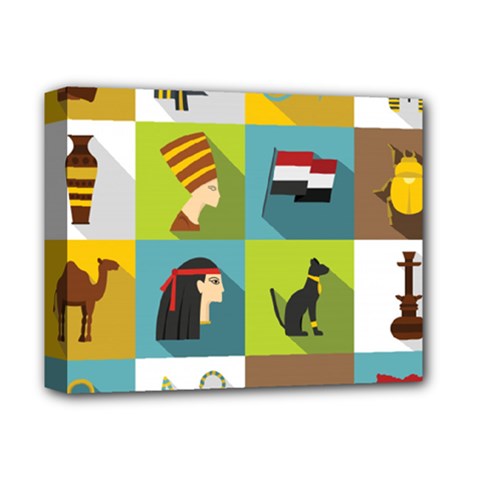 Egypt Travel Items Icons Set Flat Style Deluxe Canvas 14  X 11  (stretched) by Bedest