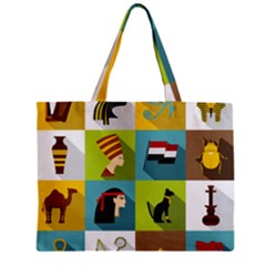 Egypt Travel Items Icons Set Flat Style Zipper Mini Tote Bag by Bedest