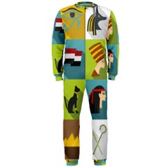 Egypt Travel Items Icons Set Flat Style Onepiece Jumpsuit (men) by Bedest