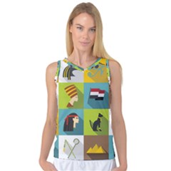 Egypt Travel Items Icons Set Flat Style Women s Basketball Tank Top by Bedest