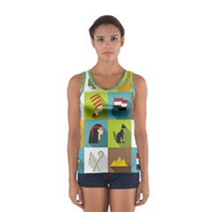 Egypt Travel Items Icons Set Flat Style Sport Tank Top  by Bedest