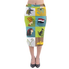 Egypt Travel Items Icons Set Flat Style Midi Pencil Skirt by Bedest