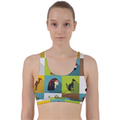 Egypt Travel Items Icons Set Flat Style Back Weave Sports Bra by Bedest