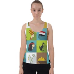 Egypt Travel Items Icons Set Flat Style Velvet Tank Top by Bedest