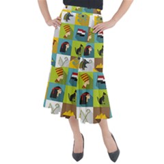 Egypt Travel Items Icons Set Flat Style Midi Mermaid Skirt by Bedest