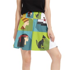 Egypt Travel Items Icons Set Flat Style Waistband Skirt by Bedest